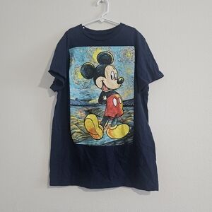 Disney Mickey Mouse Starry Night Graphic Print Short Sleeve T-Shirt Small
